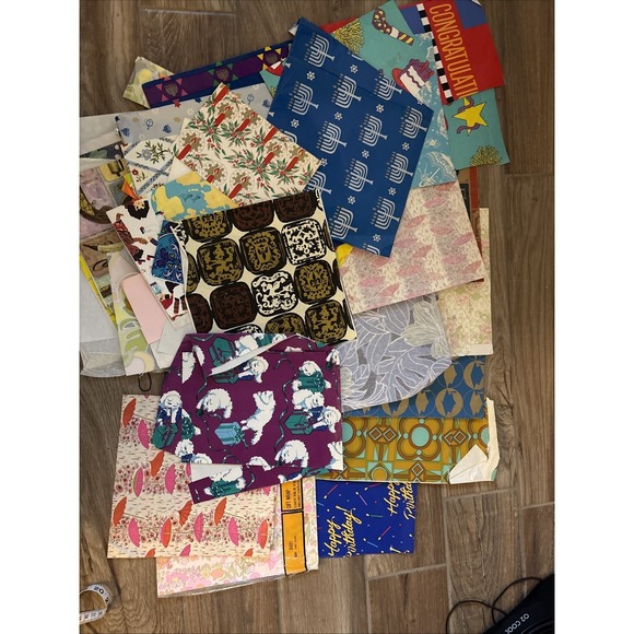 Other - 60s 70s 80s Vintage Retro WRAPPING PAPER Unused Gift Wrap Sheet Lot - 35+ Sheets